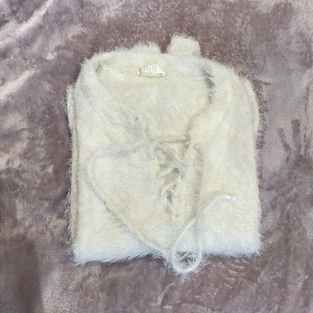 Ivory/white fluffy long sleeve